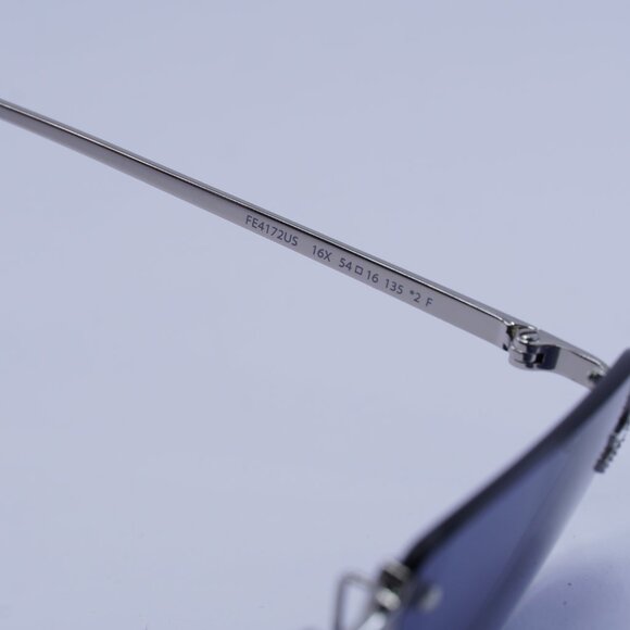 Fendi FE4172US 16X Sunglasses Shiny Palladium Rectangle Frame, Blue Lenses - Picture 6 of 10